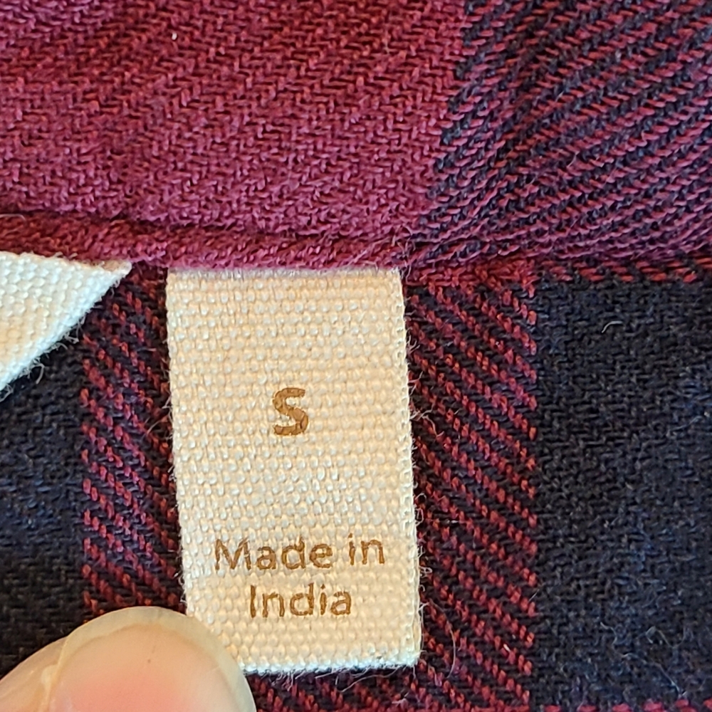 Soft Surroundings Webster Tunic Top Women S Red Burgundy Plaid Embellished Gypsy - Picture 15 of 16